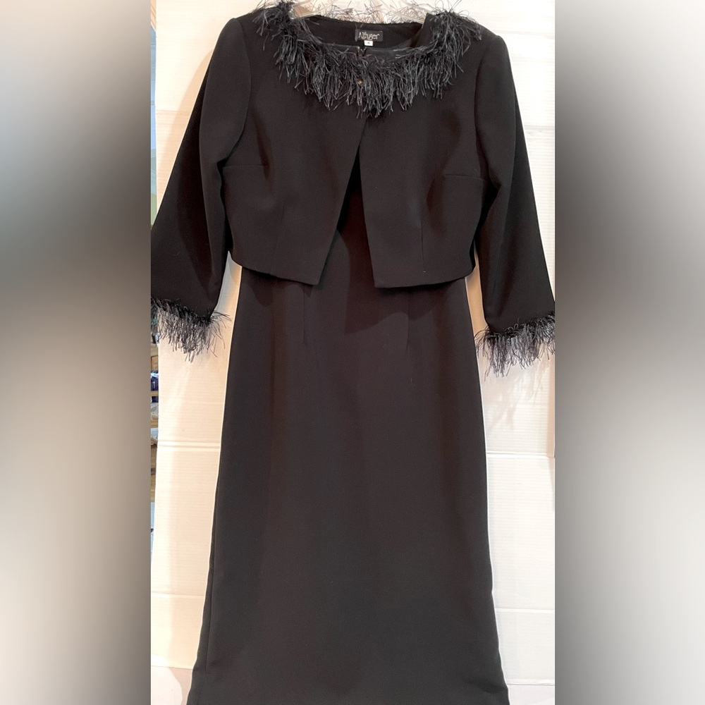 Althuser Women's Black Dress & Cropped Jacket 2 Pc Set-Cocktail -Womens Size 4